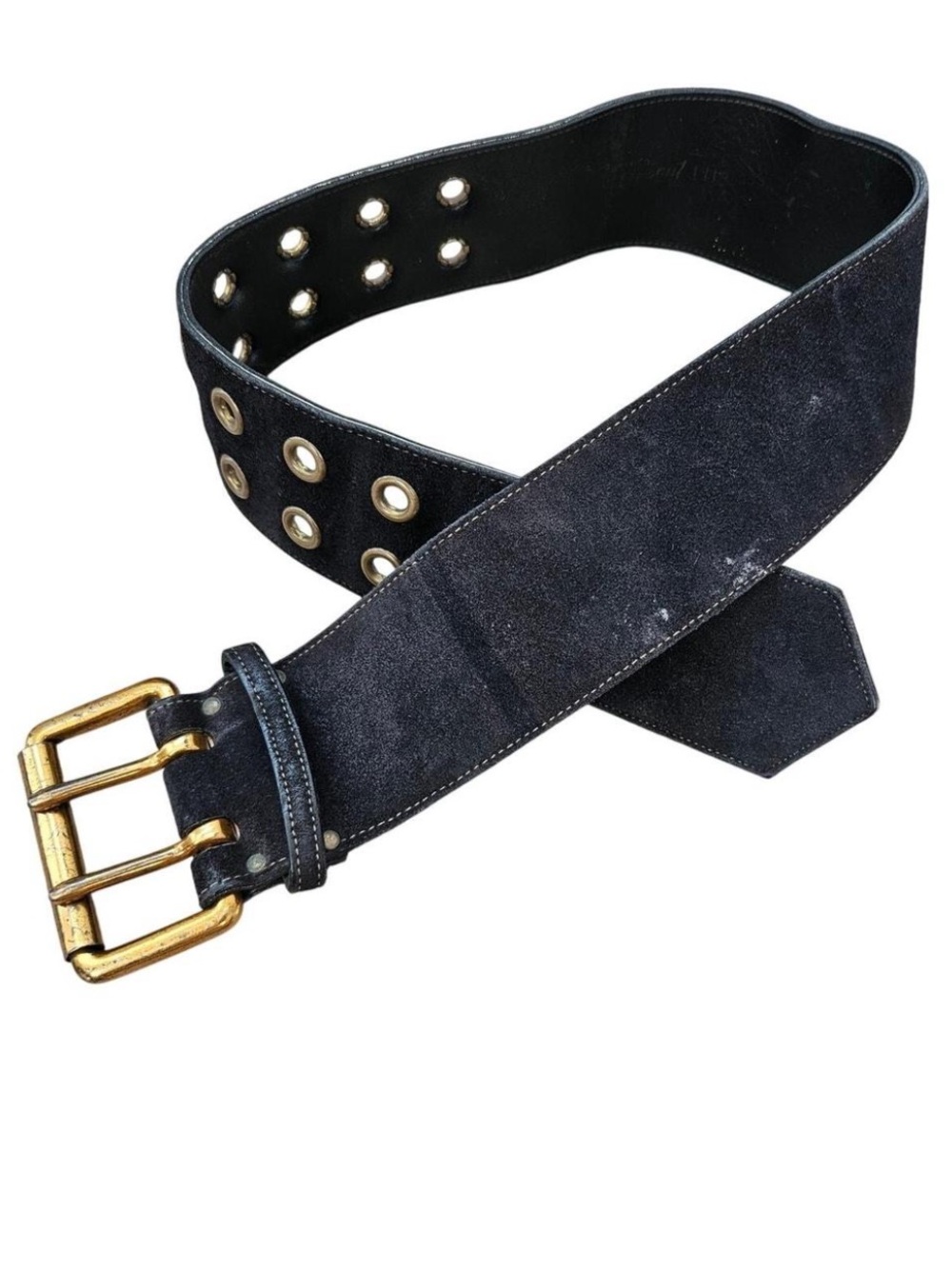 Vintage Black Suede & Leather Belt